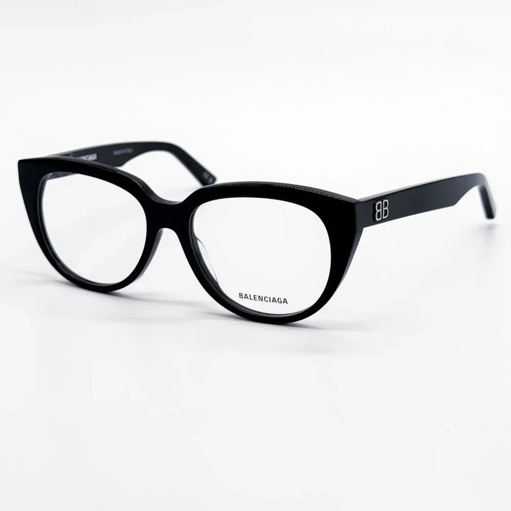 NEW BALENCIAGA EYEGLASSES BB0131O 001 ROUND OVAL BLACK WOMEN EYEWEAR BALENCIAGA